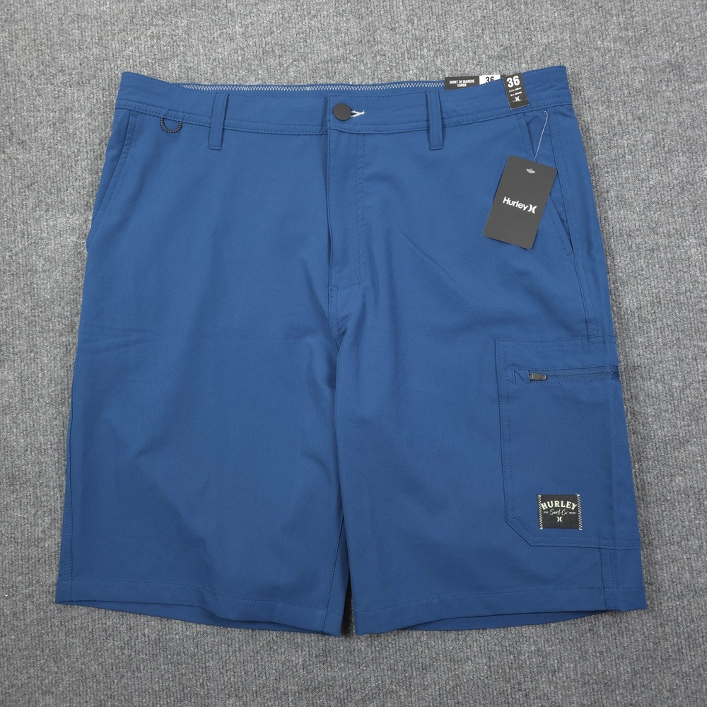 Hurley Trailpack Cargo Walk Shorts Men 36 Blue Water Resistant Stretch Golf Hike
